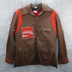 Vintage Union Made Coca Cola Work Jacket Brown Orange USA Medium Regular